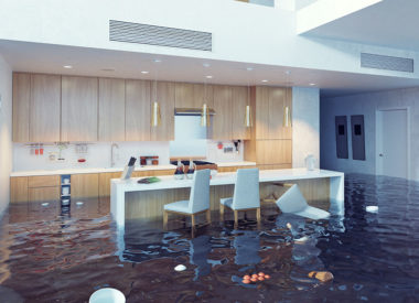 flooding in luxurious kitchen interior. 3d creative concept flooding in luxurious kitchen interior. 3d creative concept