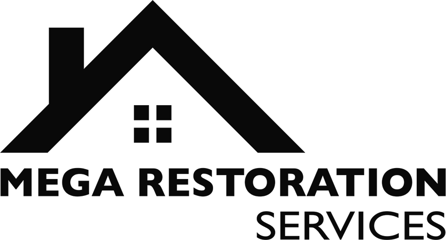 Mega Restoration Services Logo in Black Green and White